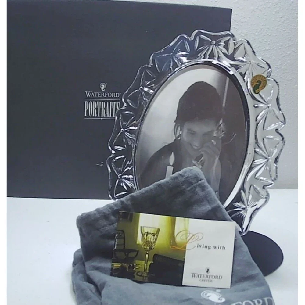 Vtg 1995 Oval Waterford Crystal Picture Frame NOS w/Box 7.75x9.5